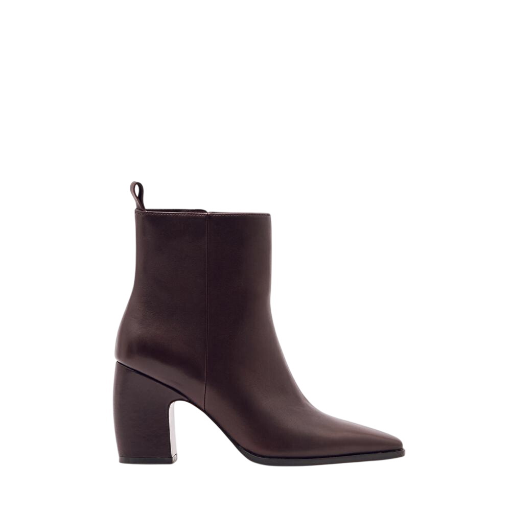 REISS Amy Leather Block-Heel Ankle Boots